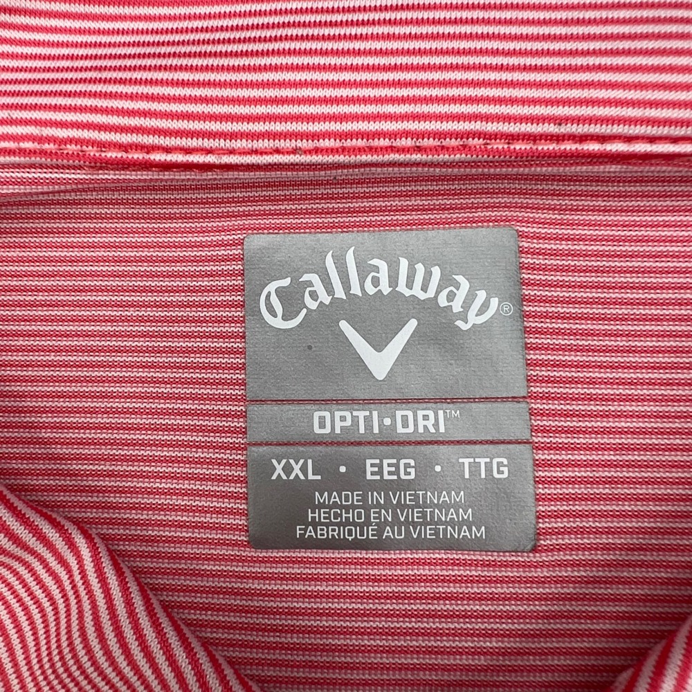 Callaway Golf Polo Shirt Mens 2XL Pink Striped Opti-Dri Performance Stretch - Picture 7 of 10